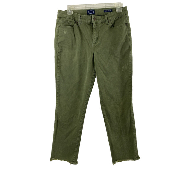 Scoop Denim - Scoop Jeans Womens Size 8 Retro Boy Olive Green‎ Raw Hem Distress Straight